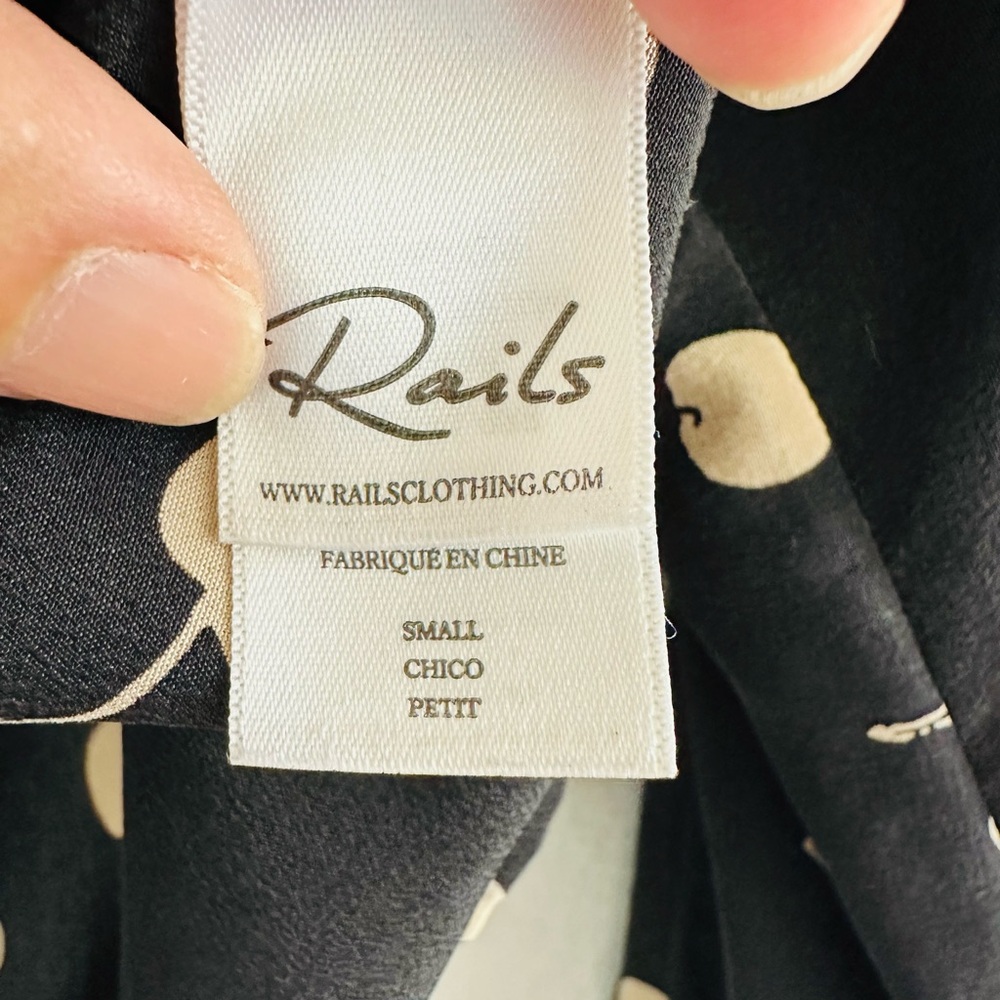 Rails Sloane Cherry Print Tie-Front 100% Silk Top… - image 8